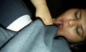Chubby girl has too much cum in her mouth