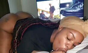 Black girl gets fucked in her ass and swallows
