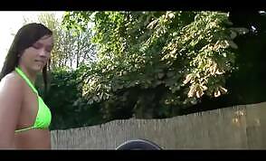 Teen girl from Germany ass fucking in the garden